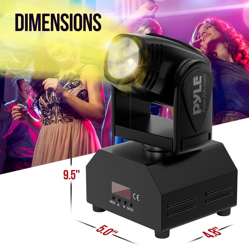 Pyle Rotating DJ Party Stage Light - Moving Professional Performance Show or Dance with RGB Color LED Projector Bulb, Flashing Disco Strobe, Beat Sync Motion Effect and DMX Control -Pyle PDJLT40 Black - Image 2